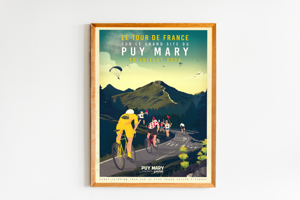 Affiche Tour de France 2024 Puy Mary 40x60cm Puy Mary, Volcan du